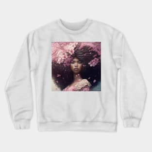 [AI Art] Cherry blossom lady with big hair Crewneck Sweatshirt